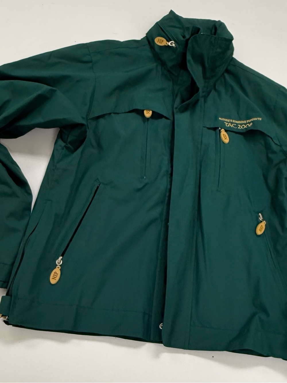 Women's Dark Green Ski Jacket with High Collar and Zip Pockets